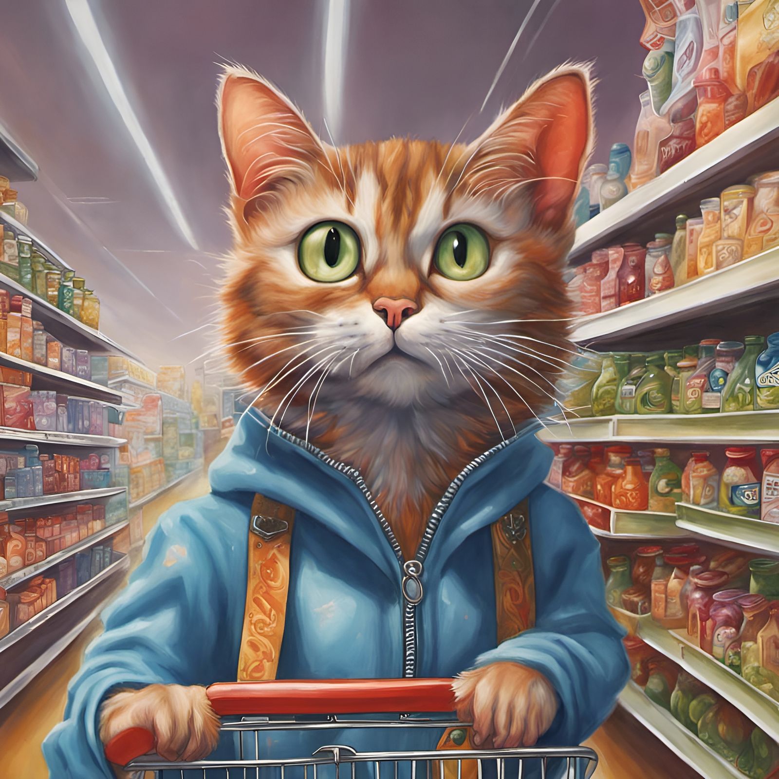 Mr. Cat goes grocery shopping