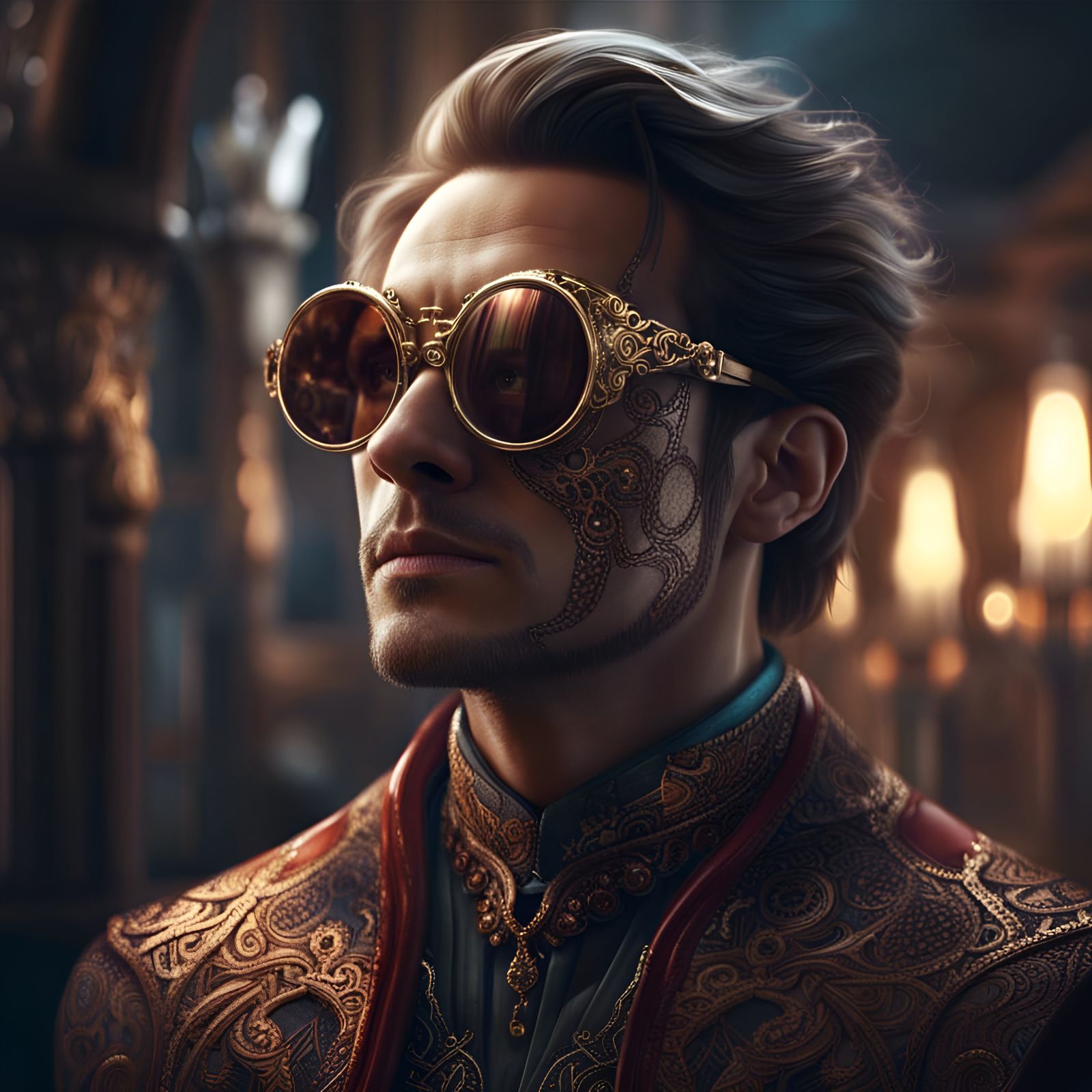  handsome fantasy man with crazy glasses    by @Maracuja70