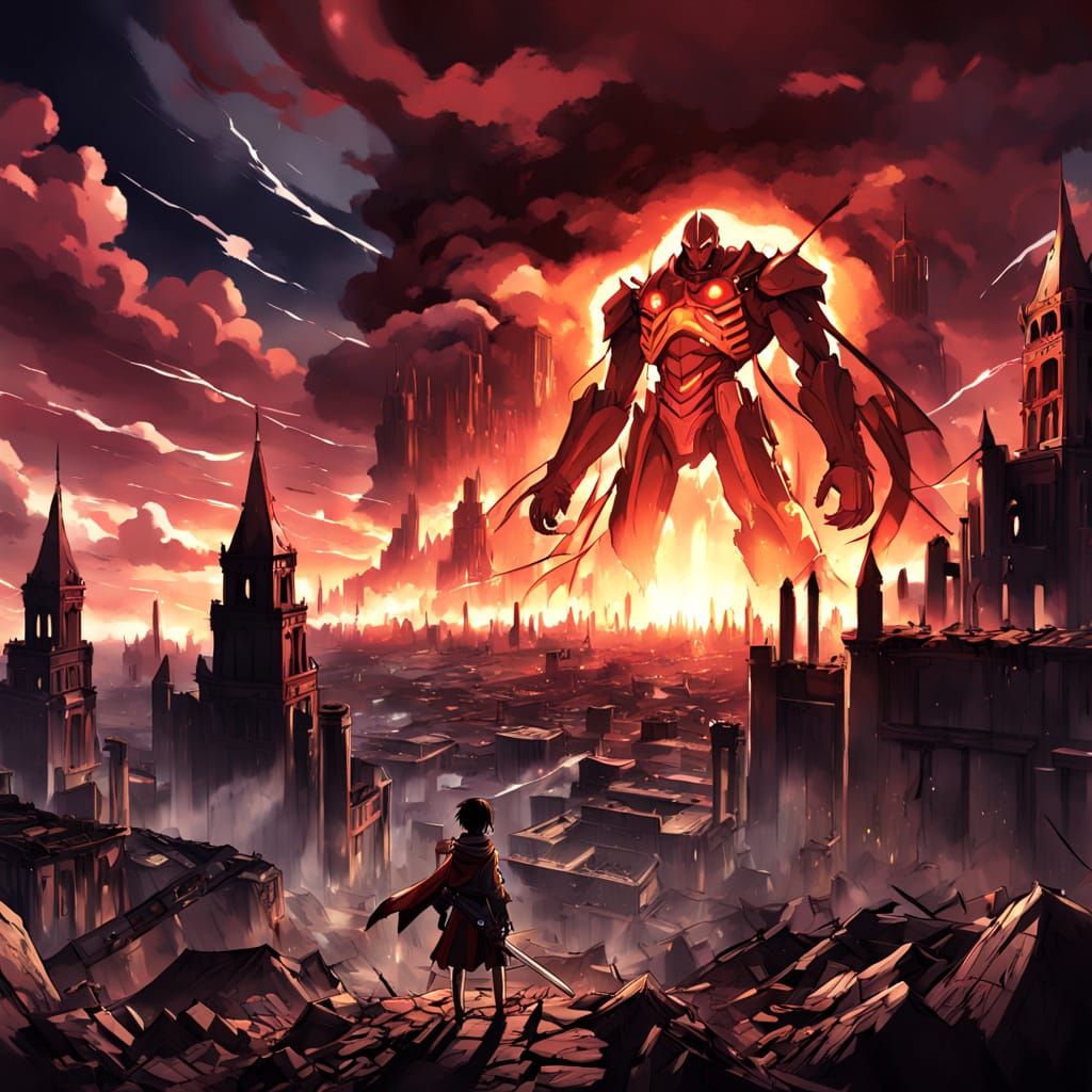 Apocalyptic anime scene