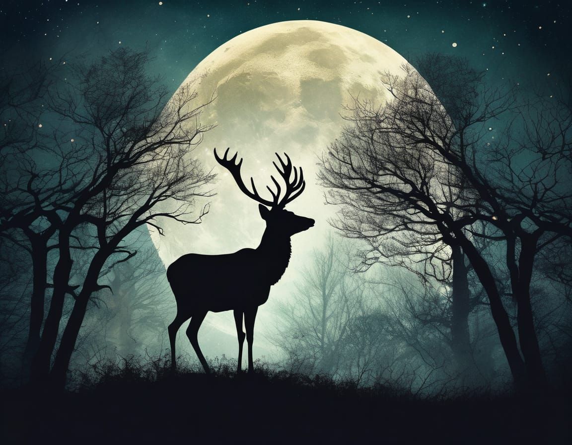 The Full Moon Deer  by @Neluriko