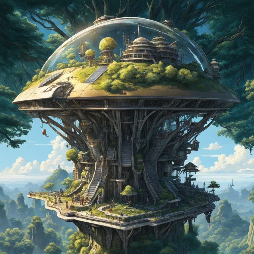 Solarpunk Sky Scraper.  by @JokeStirrer