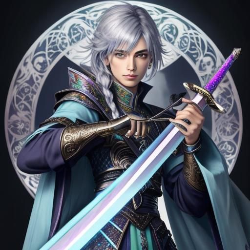 Enchanted Rainbow Sword Wielded by Magical Character