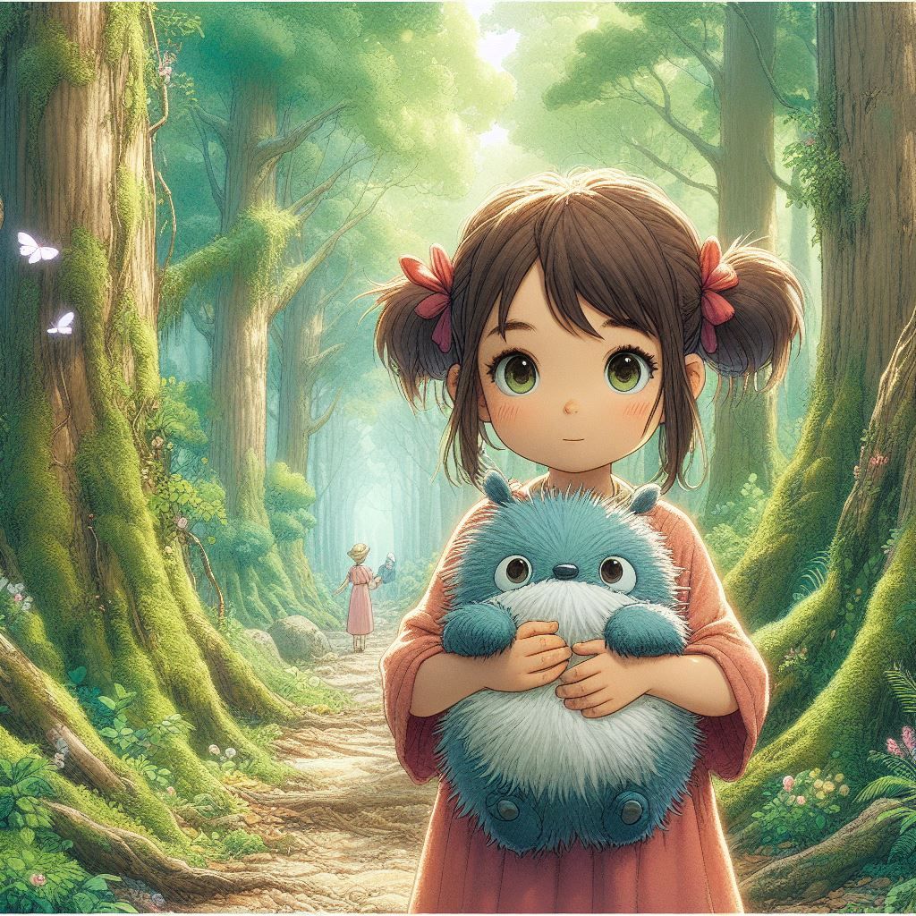 Little girl and her fluffy friend