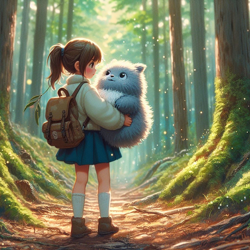 Little girl and her fluffy friend