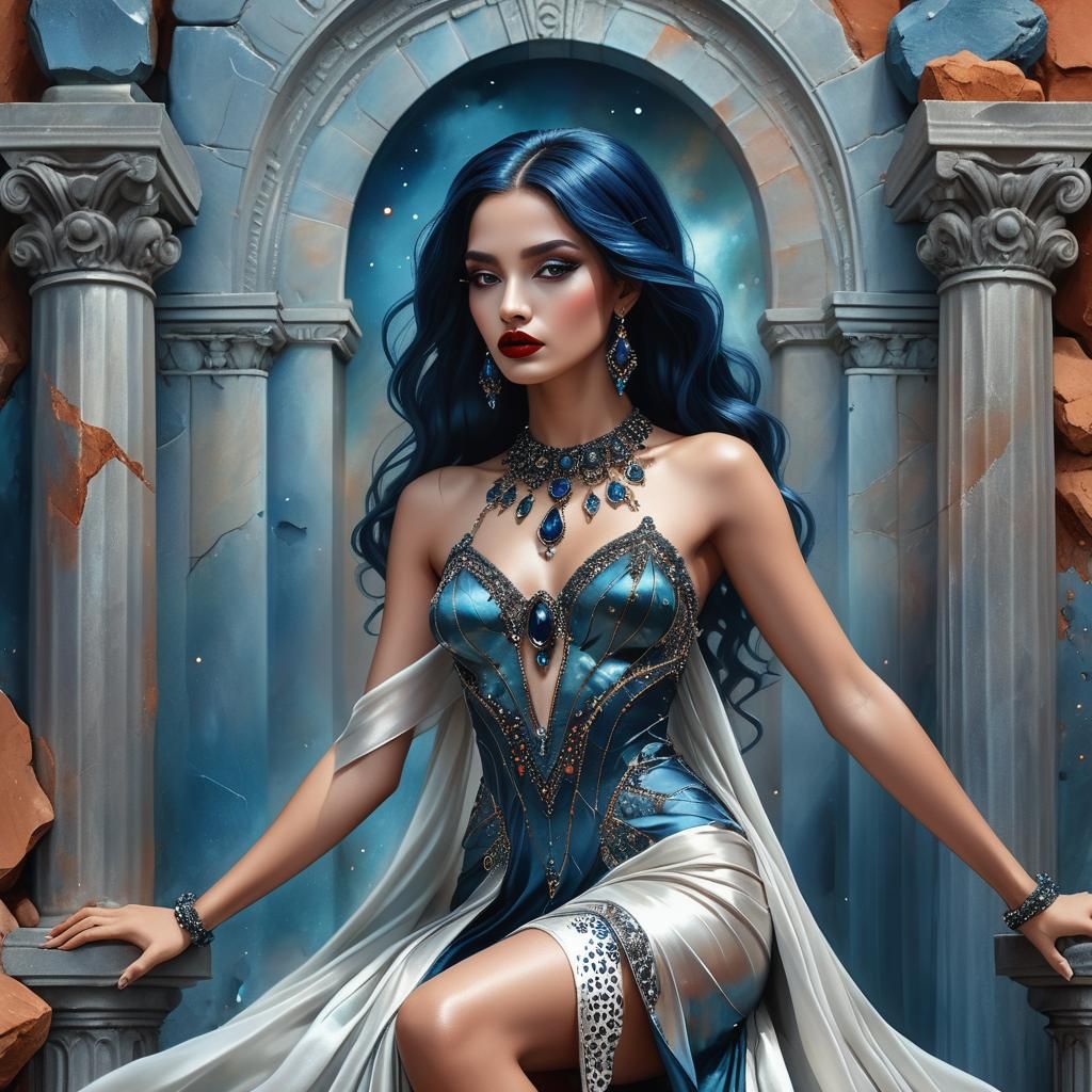 Latino Goddess with Copper Details and Astral Gown