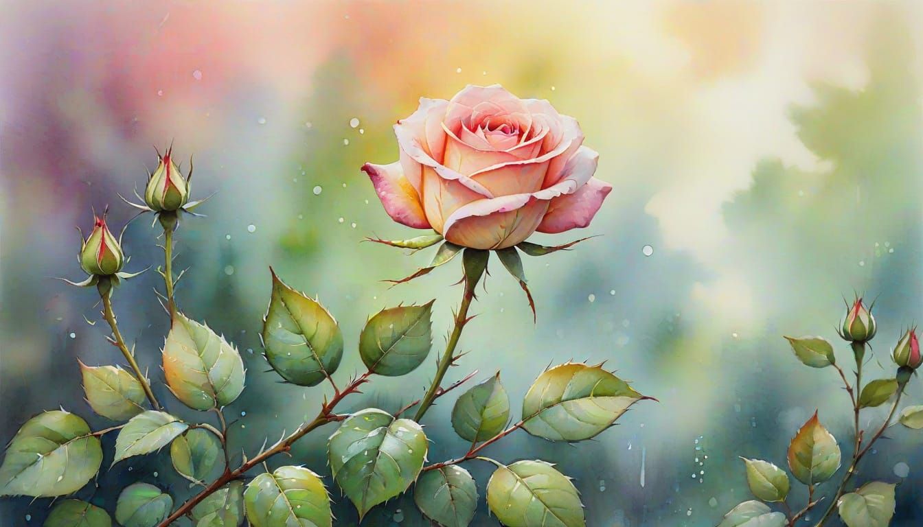 Whimsical Rose in Soft Pastel Hues