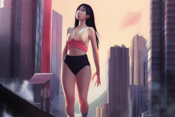 23 year old Japanese Beautiful woman, black hair, athletic b...