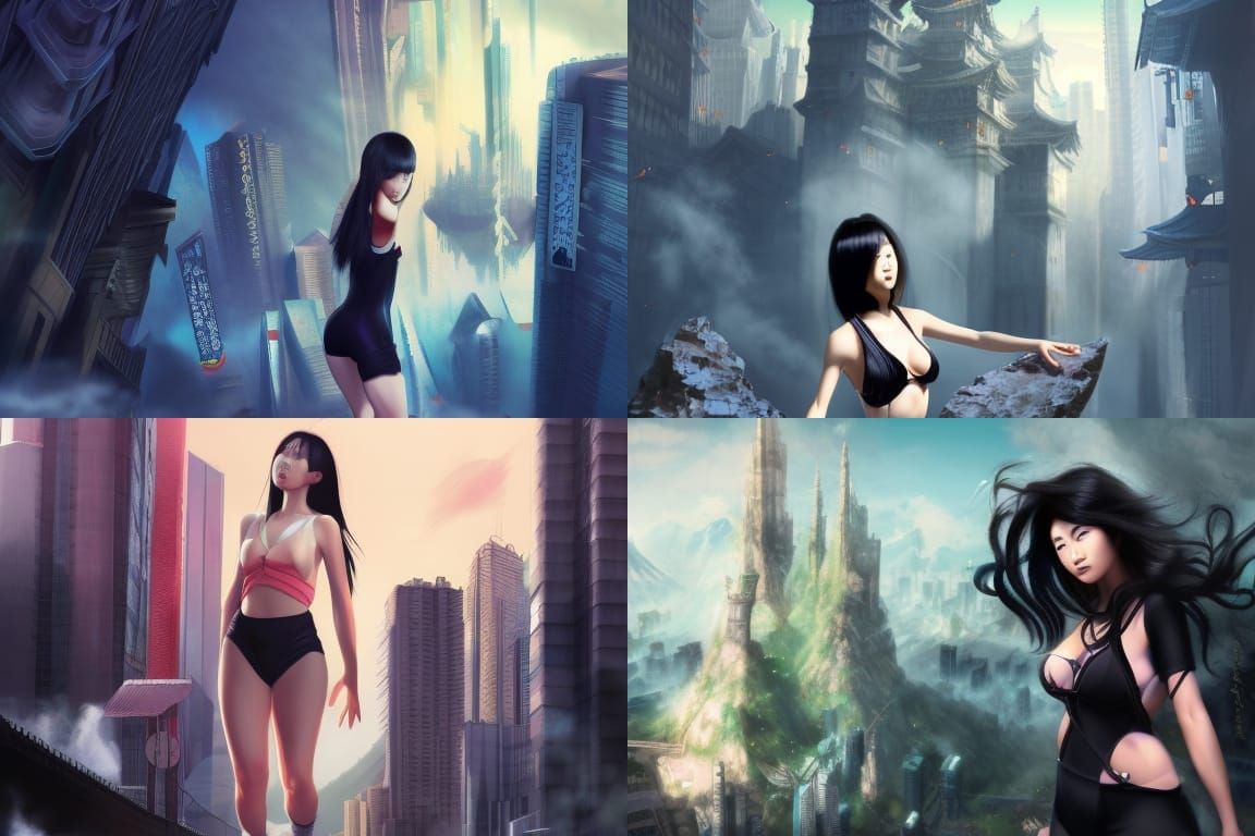 23 year old Japanese Beautiful woman, black hair, athletic b...