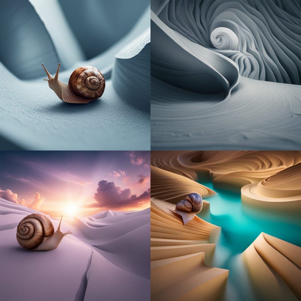 A snail leaving a trail in a salt maze, beautiful, 8k resolution, Epic