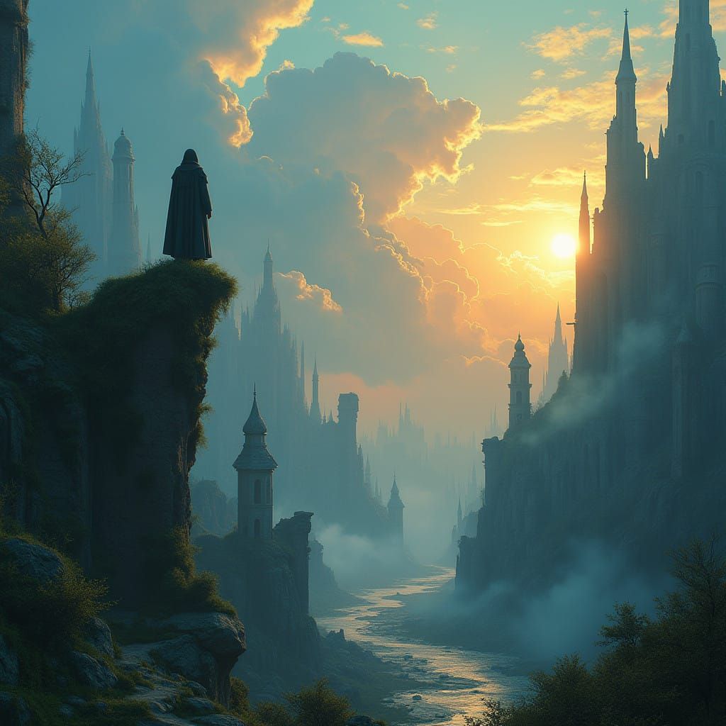 Ancient City Ruins at Golden Hour