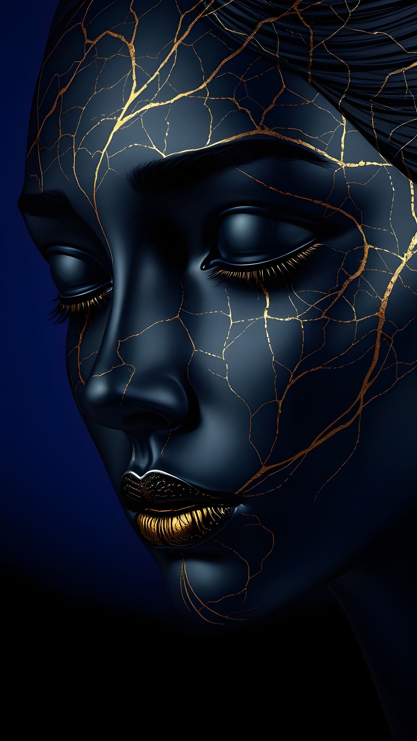 Surreal Goddess in Rich Blue-Hued Opalescence