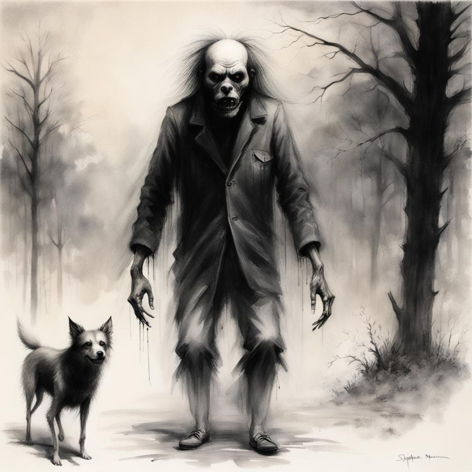 Michigan Dogman (by Stephen Gammell) - AI Generated Artwork - NightCafe