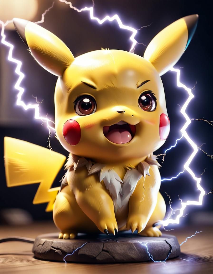 Adorable mini Pikachu charging lightning in chibi art style. Perfect ...