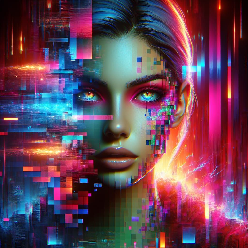 Cyber Glitch Girl
  by @Tovenaar