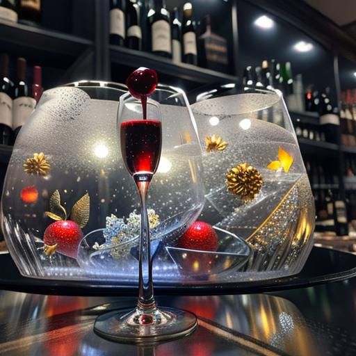 A Fanciful, Whimsical Glass of Red Wine with A Weird, Eerie ...