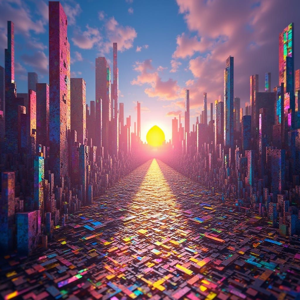 <lora:Sunstone Lattice:1.0> A beautiful alien landscape made entirely from rainbow lattice sunstone intricate details, HDR, hyperrealistic, ...