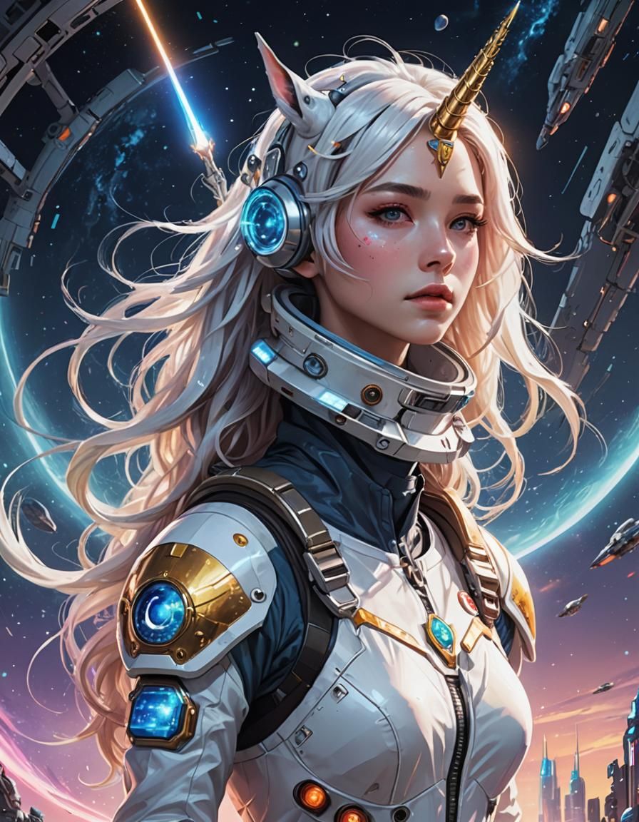 Space Woman Unicorn - AI Generated Artwork - NightCafe Creator