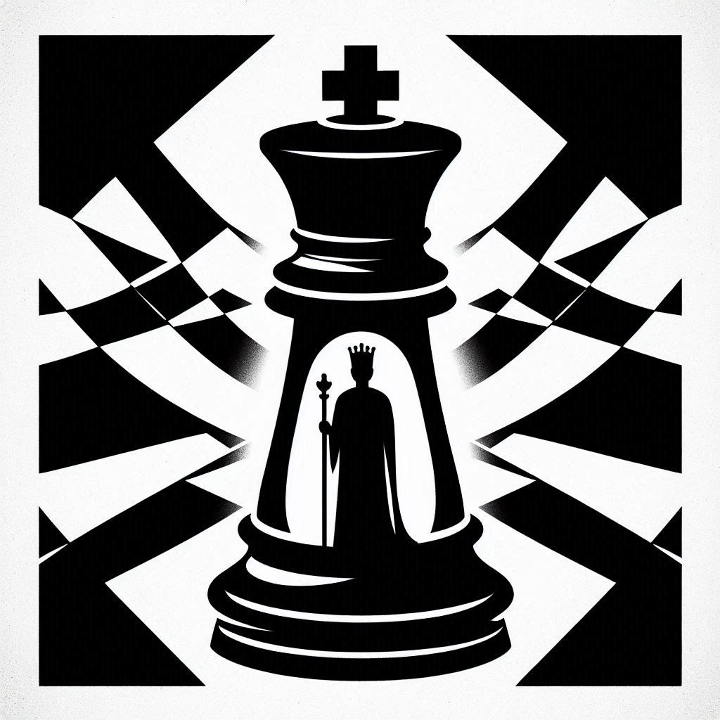 ruler inside king chess piece stencil