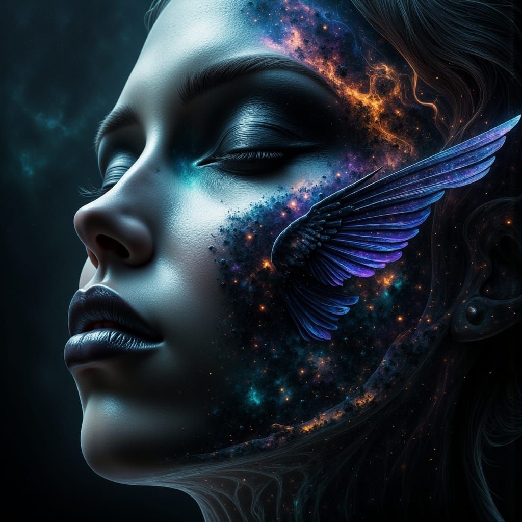 Cosmic Lips: Abstract Reality in Shimmering Sphere