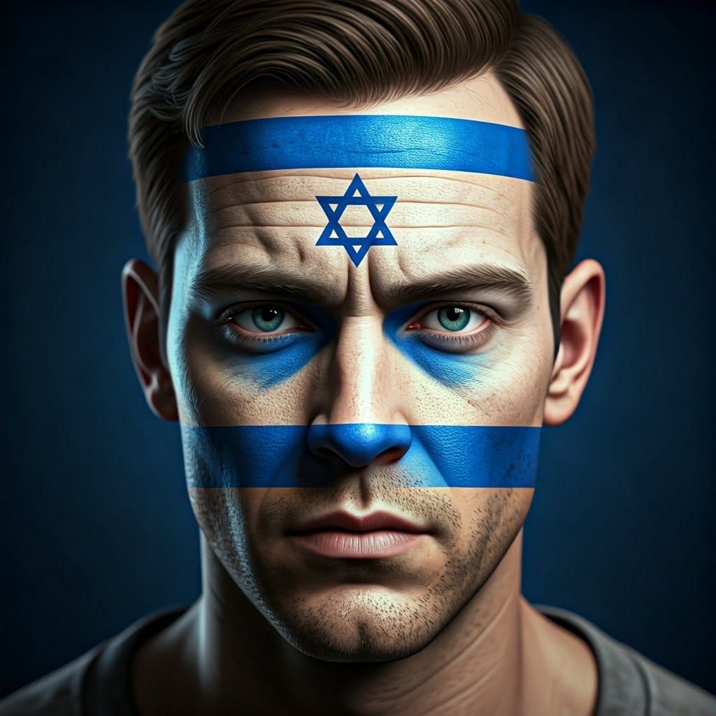 Patriotic Face with Israeli Flag Art