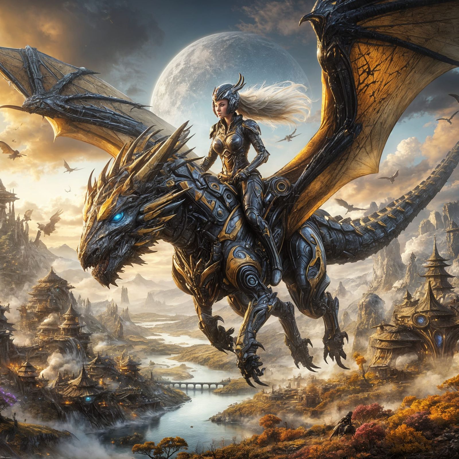 Cyborg Dragon Rider  by @Piktor