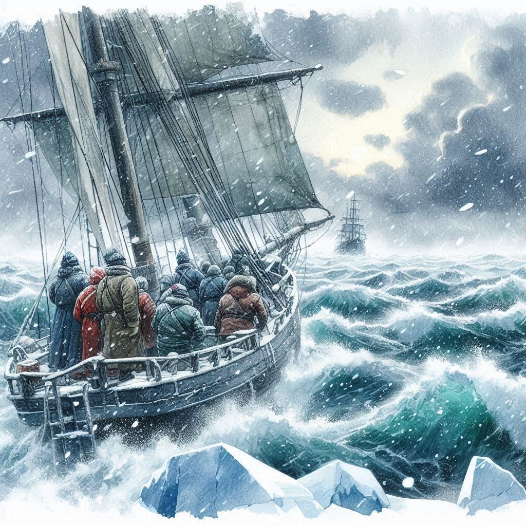 “Voyage Through the Frozen Deep: A Tale of Perseverance at Sea”  by @GrandmaM