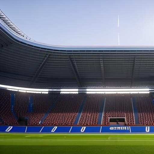 realistic soccer stadium in a city
