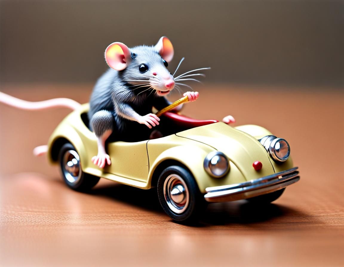 Rat riding matchbox car - AI Generated Artwork - NightCafe Creator
