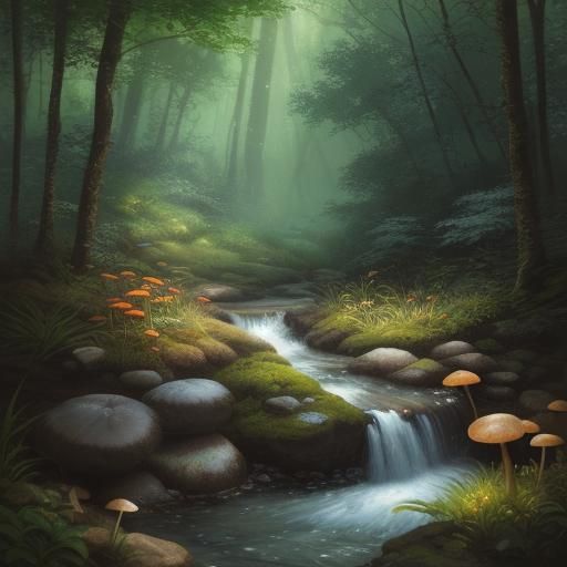Cute Fox Frolicking in Forest, Hyperrealistic Concept Art
