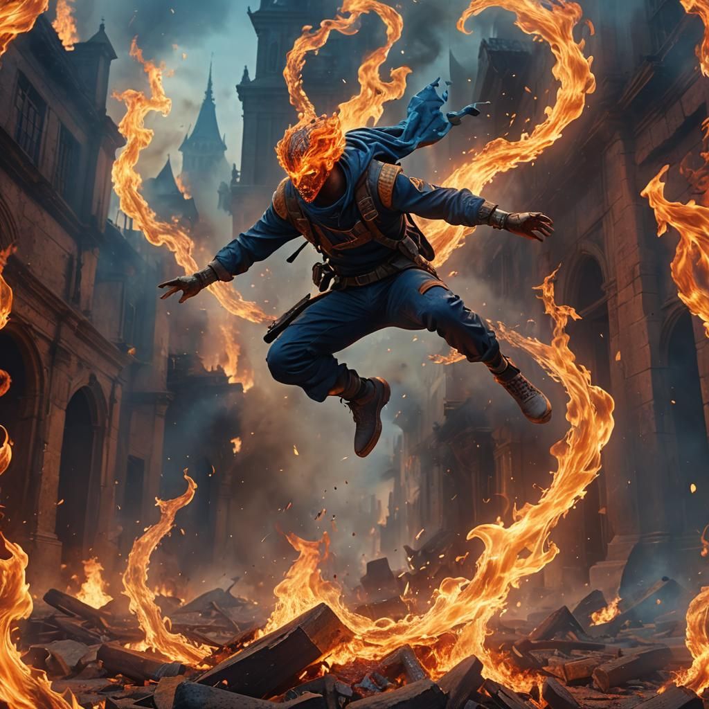 Person Jumps Into Flames Unscathed: Fantasy Art