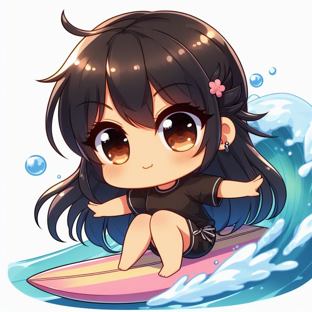 Cute Pim surfing