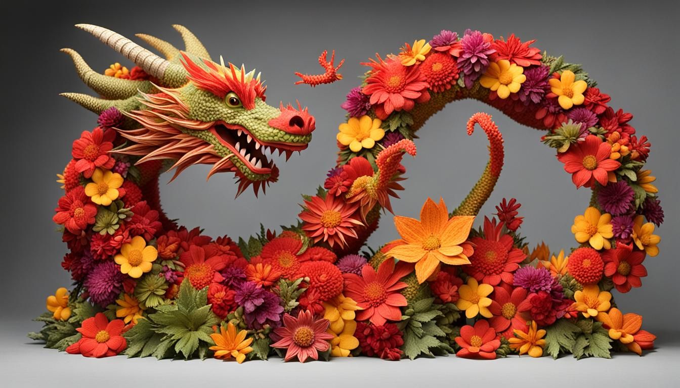 Dragon made of flowers to celebrate the year of the dragon G...