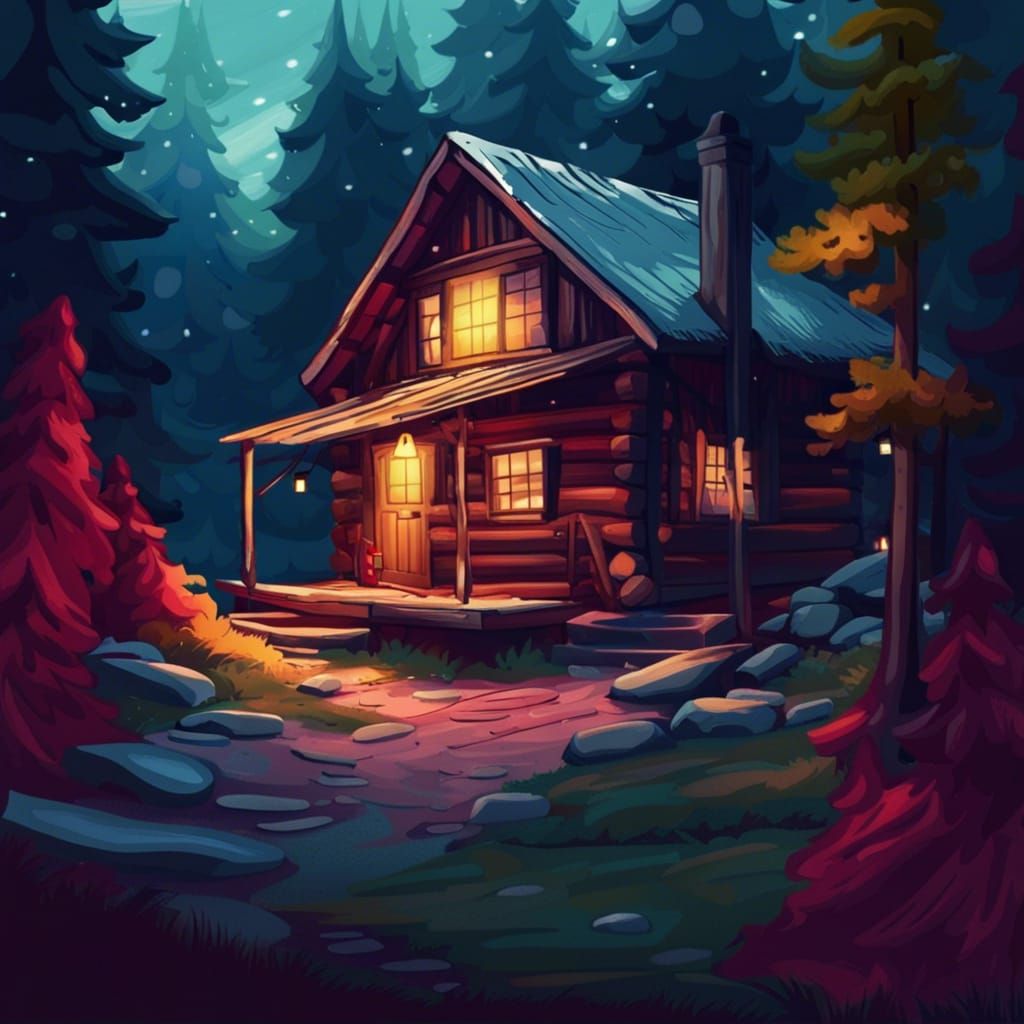 Cabin in the Woods - AI Generated Artwork - NightCafe Creator