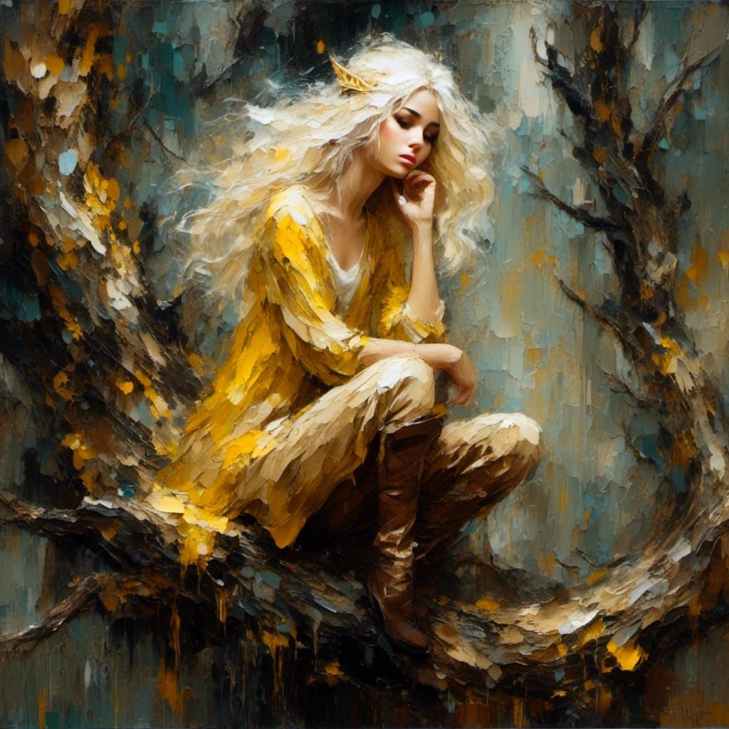<lora:Oil Painting Style:1.0> a painting of a female elf