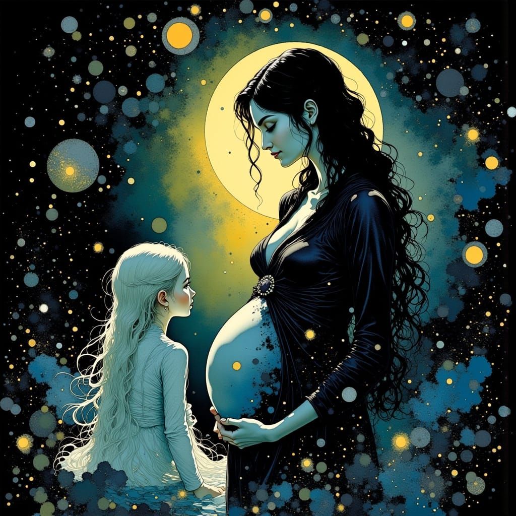 <lora:Atramento:0.85> <lora:divineOil:0.2> your sister will join us in accordance with the Moon