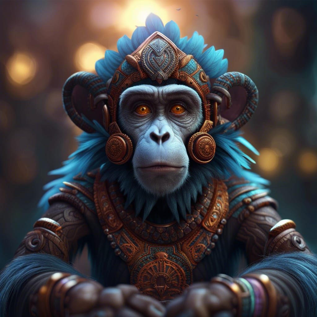 Aztec sorcerer monkey with Magic aura - AI Generated Artwork ...