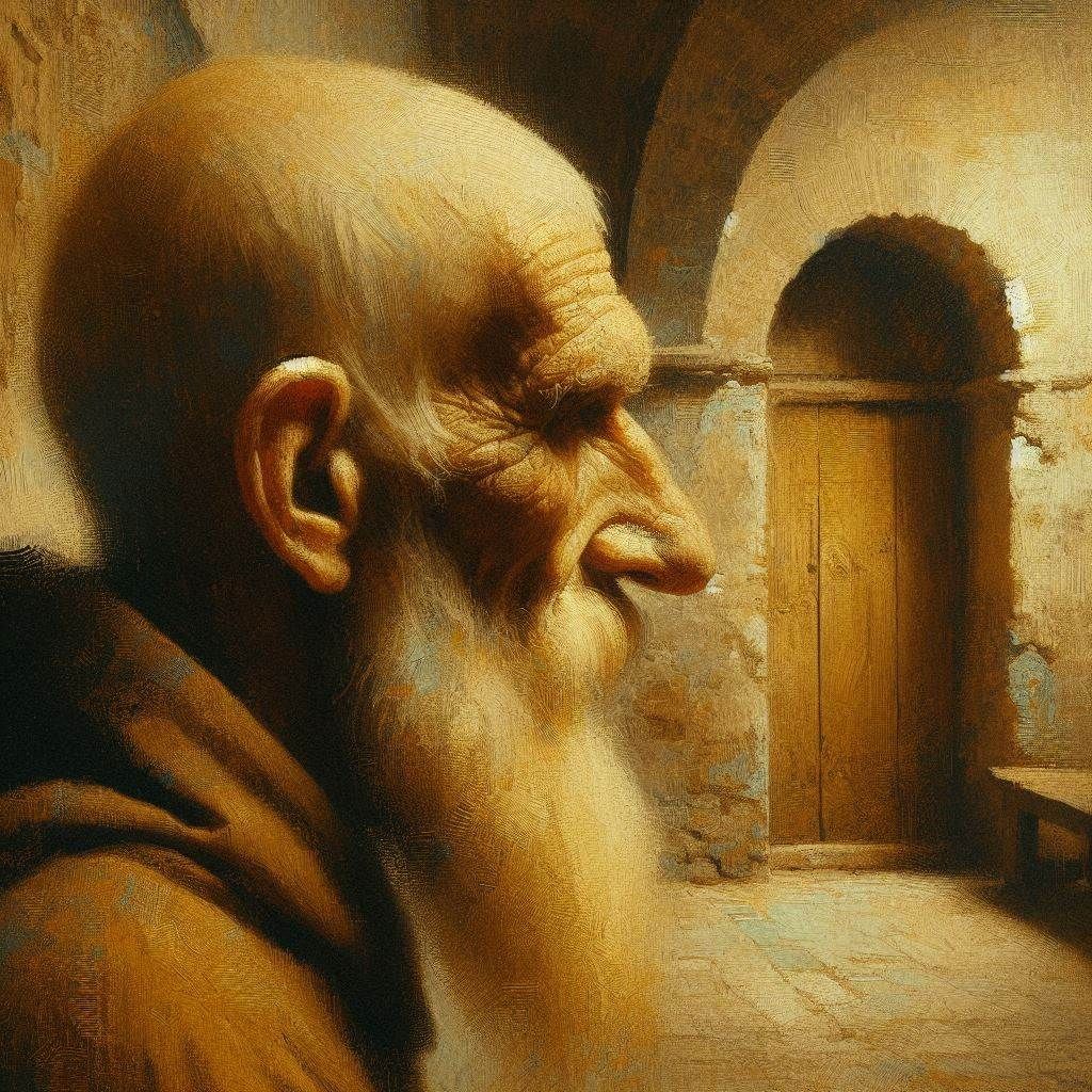 Old painting of a monk