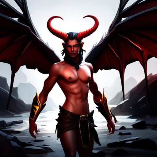 male tiefling wings