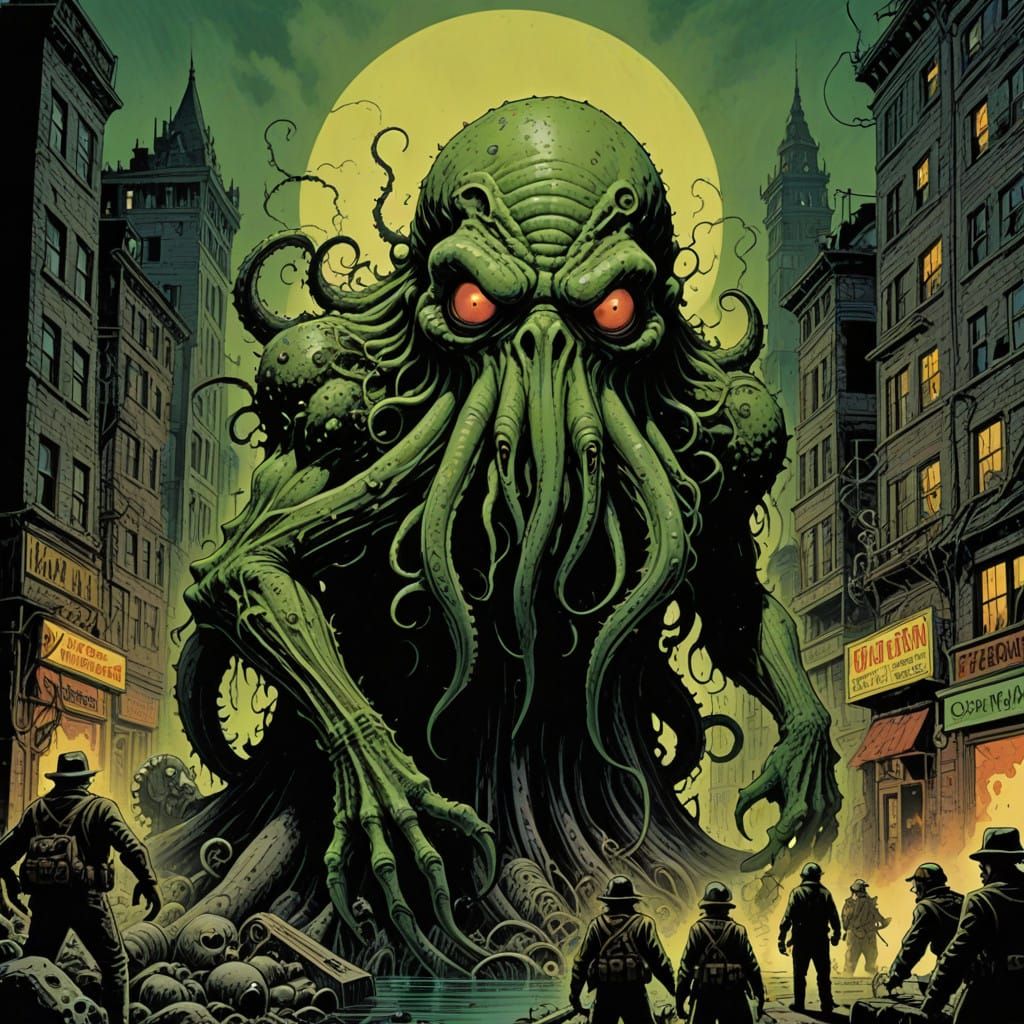 Cthulu in the style of Sergio Aragones   by @Kayanna