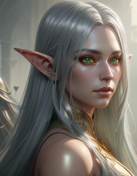 fantasy, boy and girl twins, toddlers, elf, gold skin, green eyes, long ...