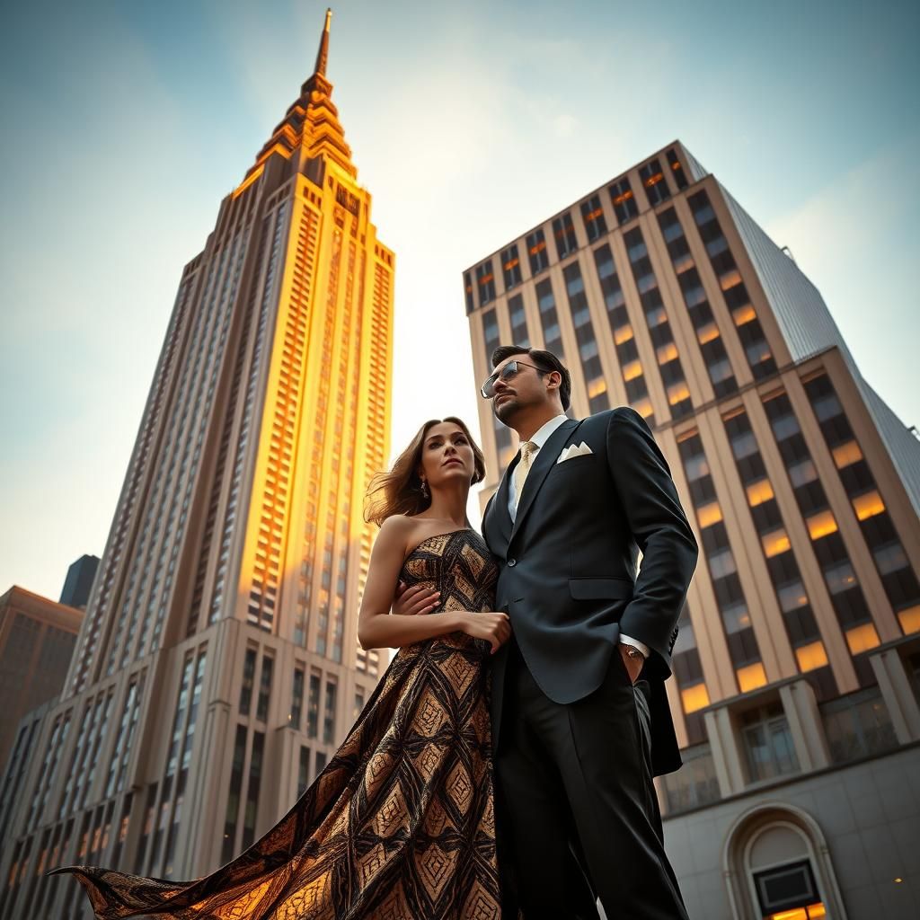 Art Deco scene, 1920s NYC, grand skyscraper inspired by the Chrysler