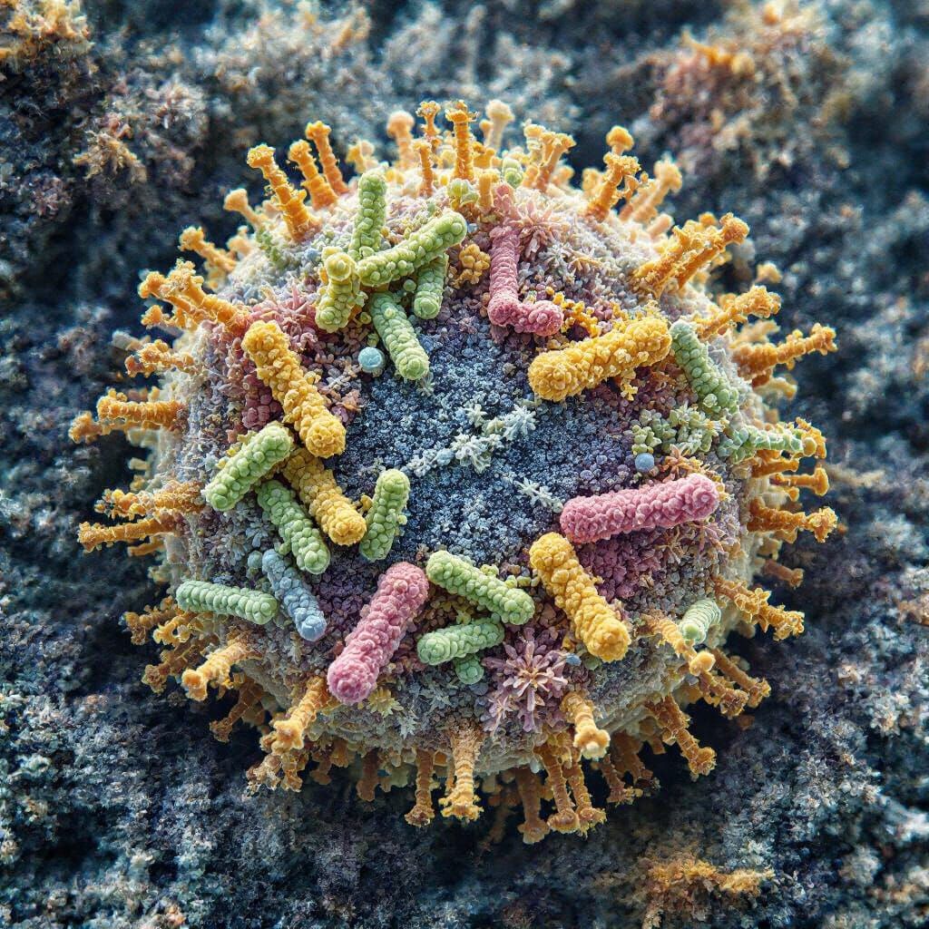 do a realistc image mix of Escherichia coli, Enterococcus faecalis, Staphylococcus aureus, Streptococcus agalactiae, Streptococcus anginosus...