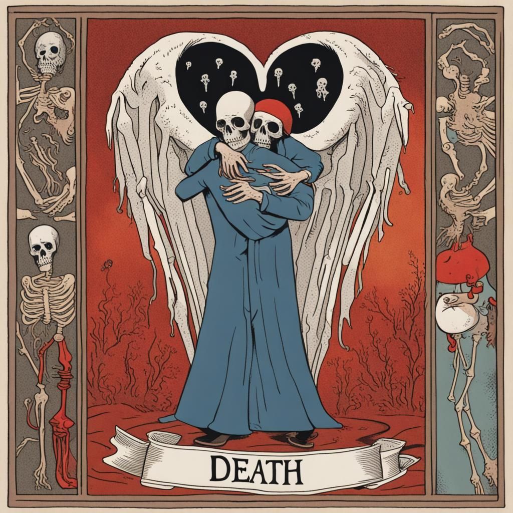 Tarot Card: Man Embracing Death Incarnation