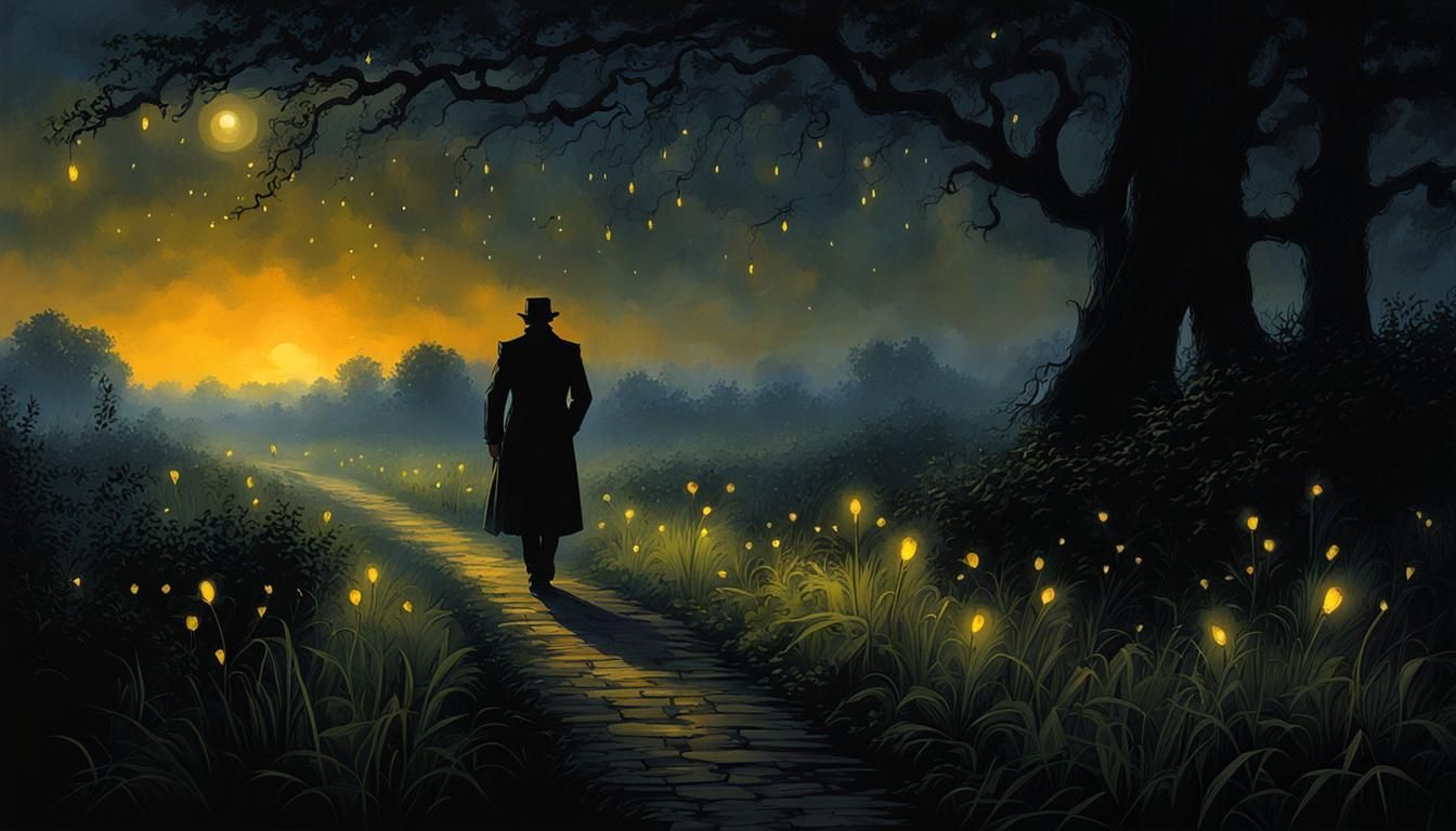 Silhouette of a man walking in the night  by @Evipls