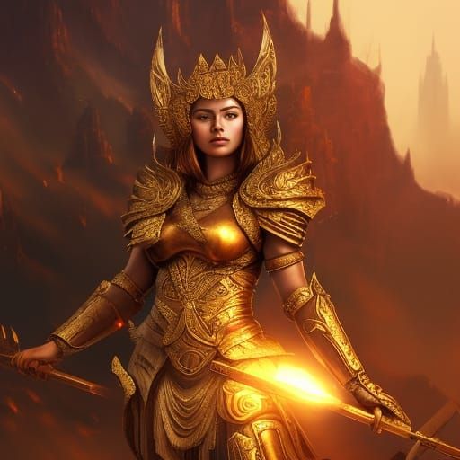 Female warrior queen of golden