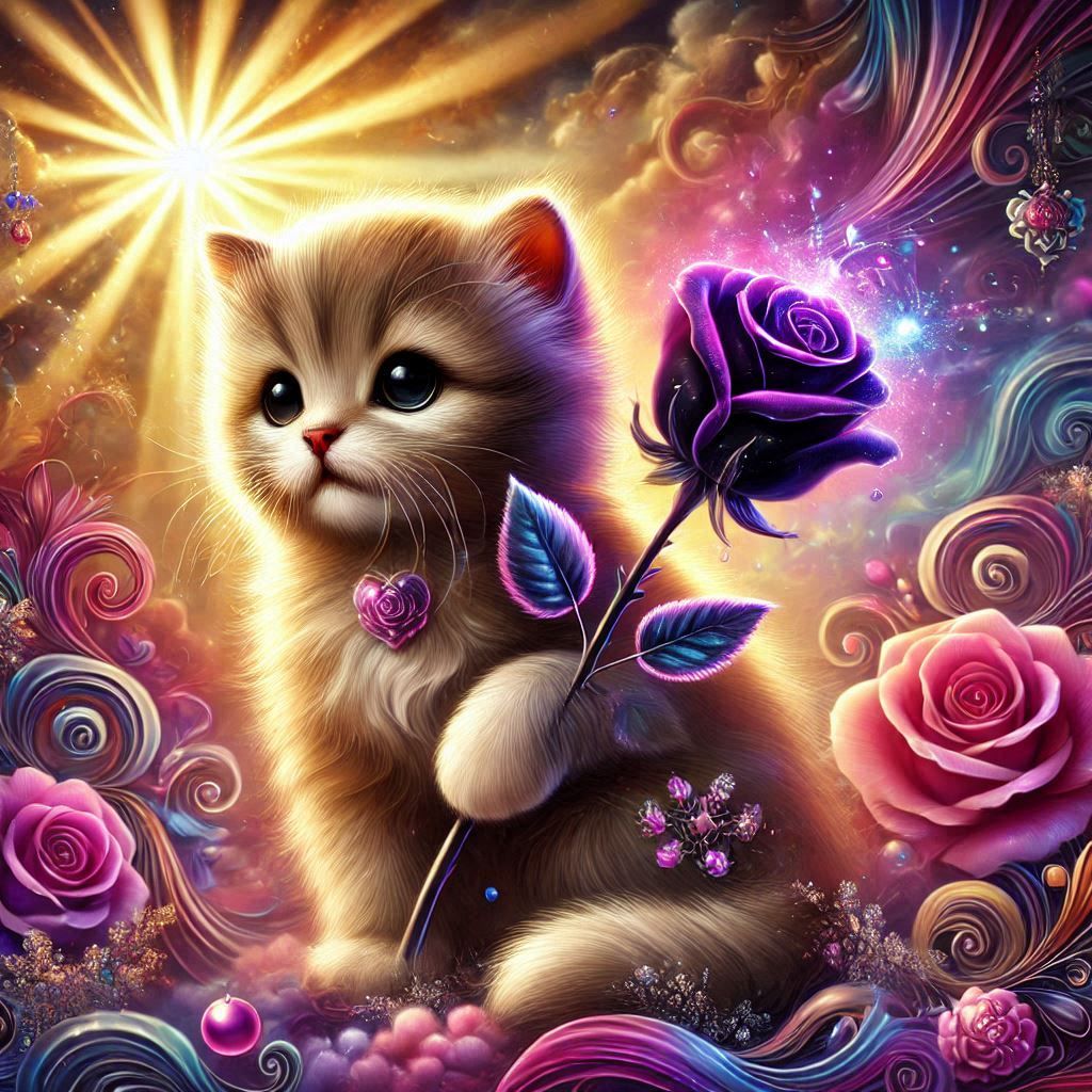 kitten and a rose