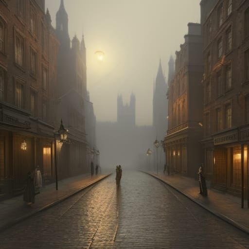 1880s misty London street - AI Generated Artwork - NightCafe Creator