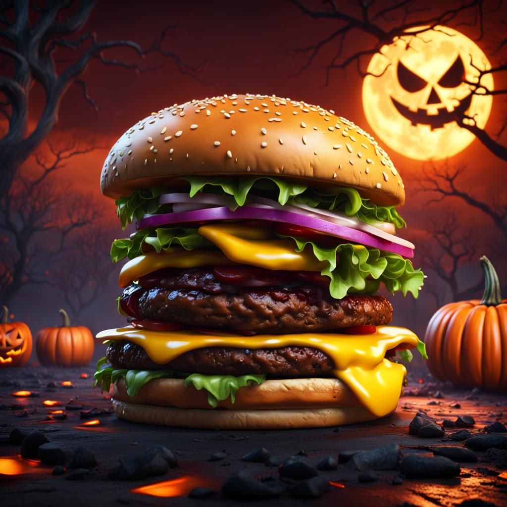 Big Burguer Halloween - AI Generated Artwork - NightCafe Creator