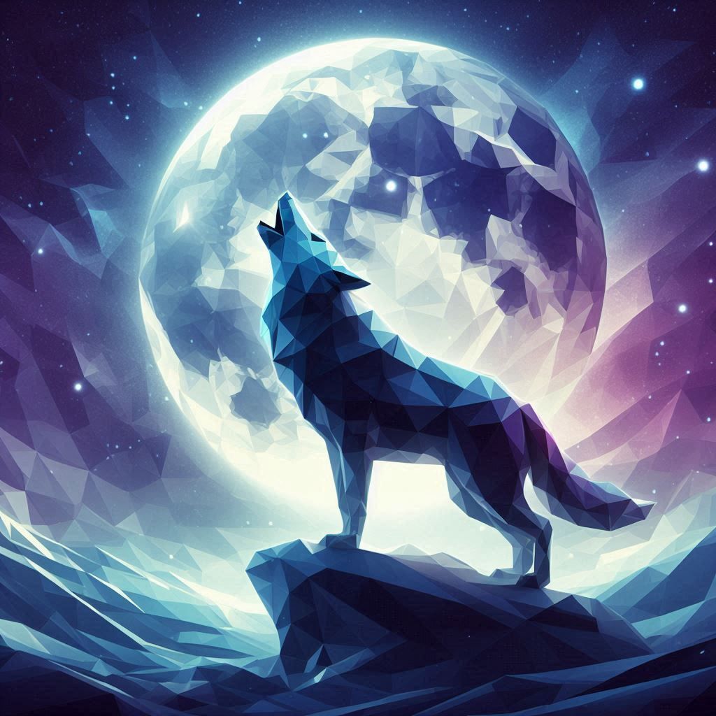 Low-poly howl at the moon