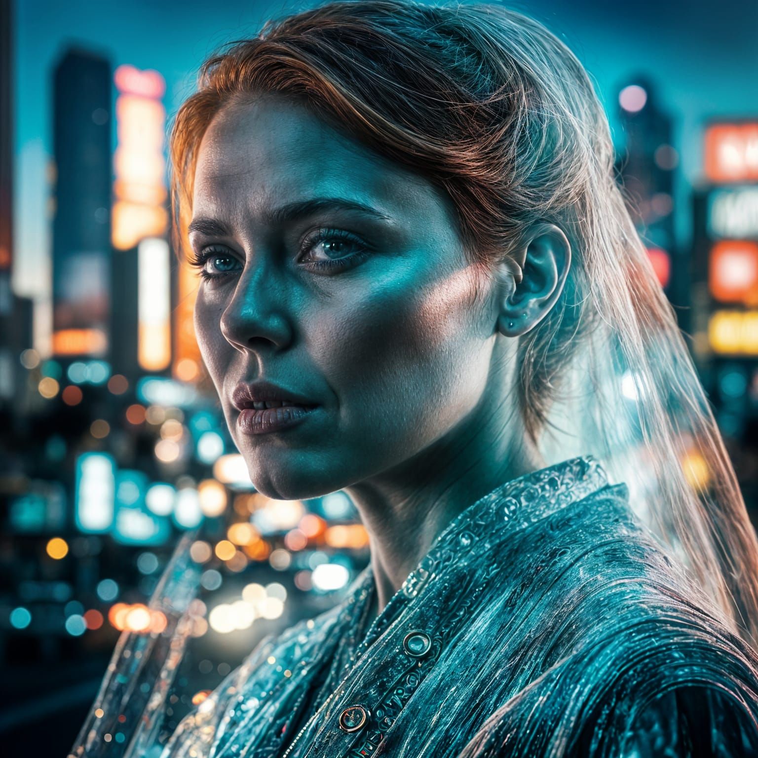 Woman Double Exposure: Las Vegas Strip in 8K